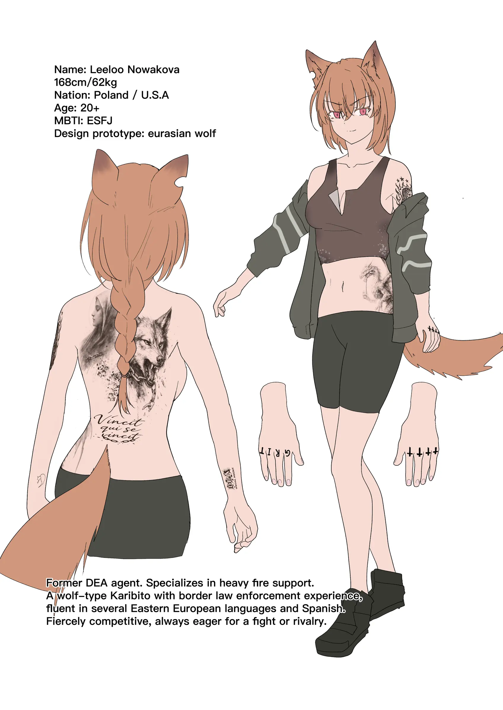 Leeloo Narukawa character profile sheet